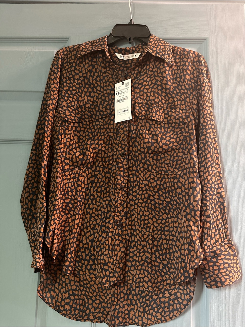 Zara Black and Brown Printed Men's Button-Down Shirt